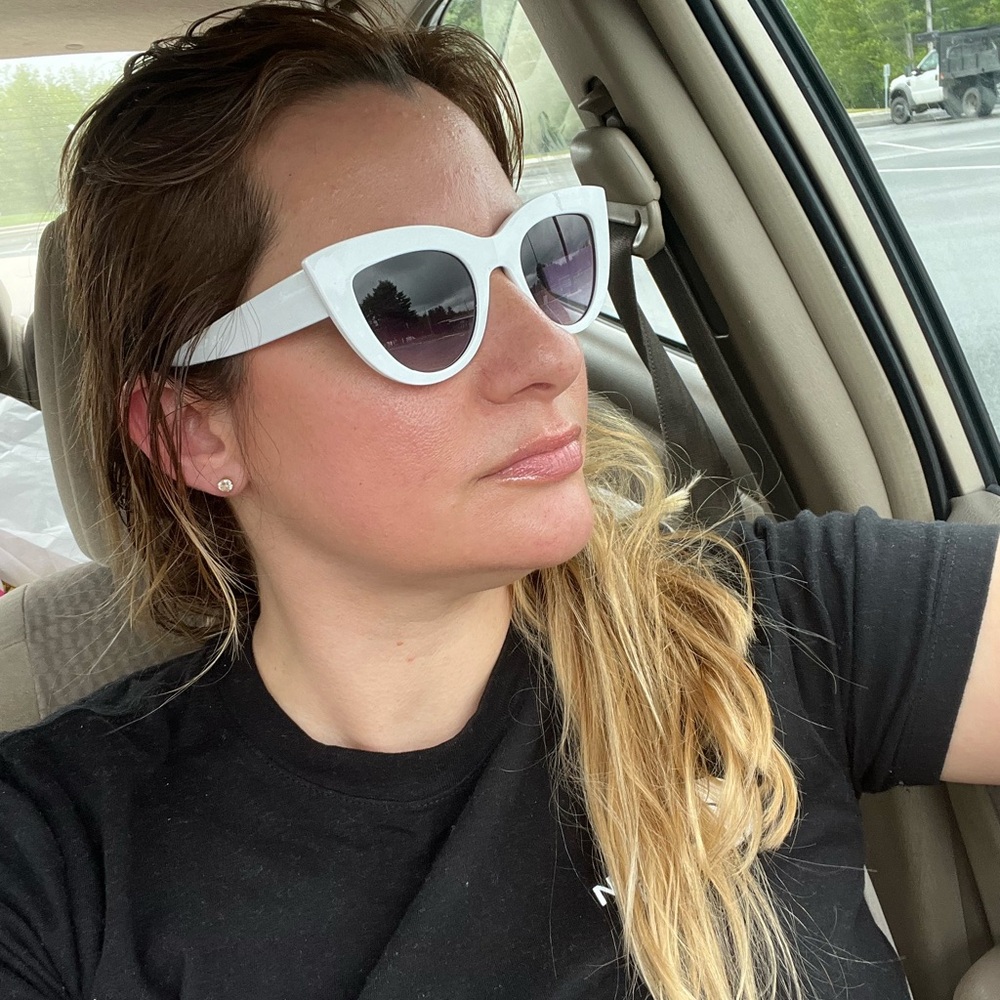 White Cateye Sunglasses - Picture 5 of 12